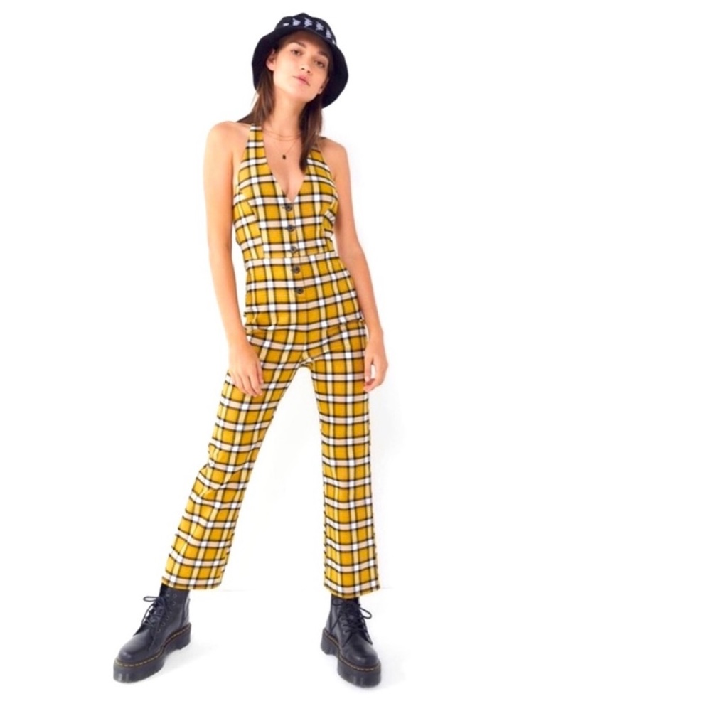 UO plaid halter jumpsuit